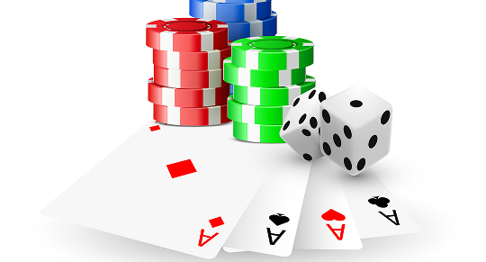 Casino chips and dice